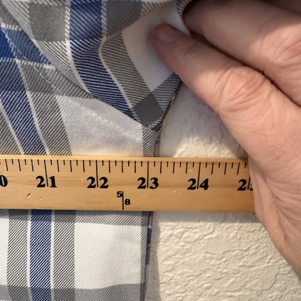 Dixxon Flannel Shirt Mens Large Adams Polishes RINSER White Gray Blue LS - Picture 4 of 16